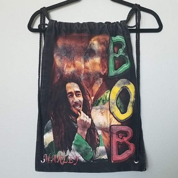 Bob Marley double sided graphic canvas drawstring bag - Picture 1 of 5
